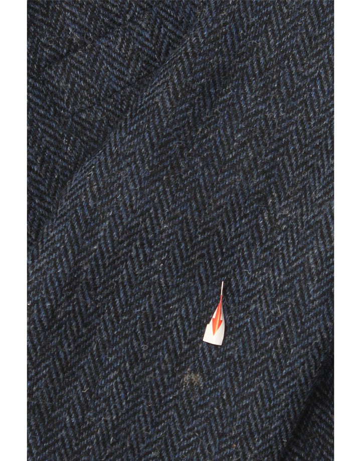Harris Tweed Mens 2 Button Blazer Jacket UK 38 Medium Navy Blue Herringbone