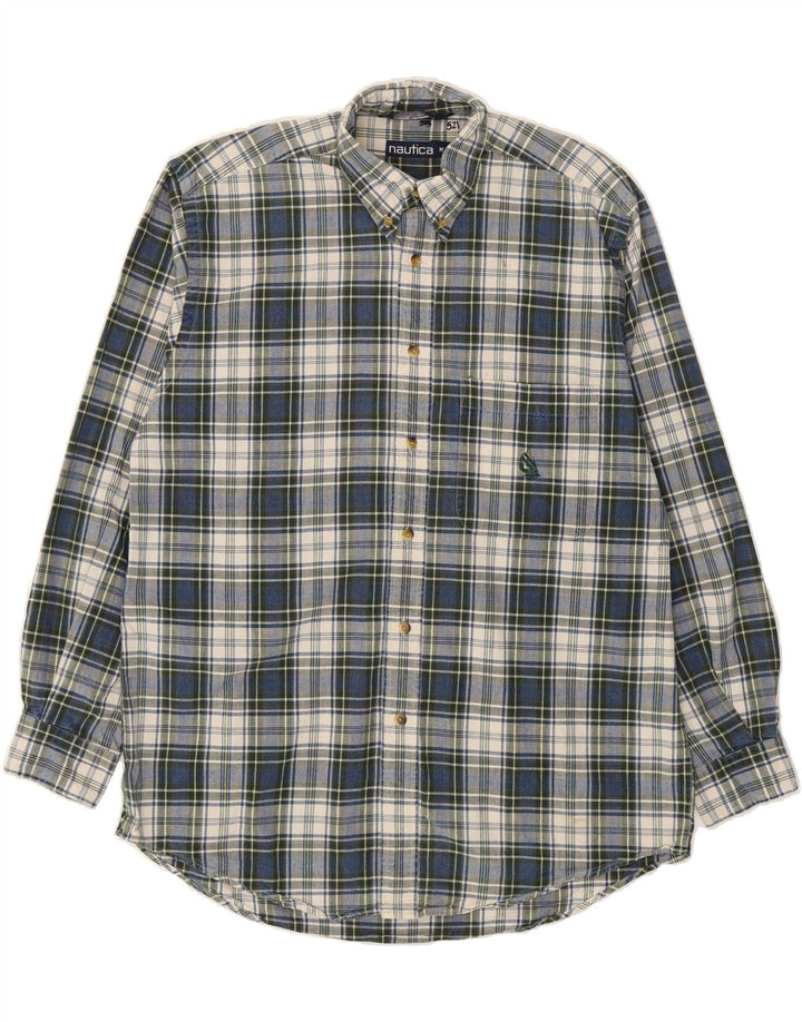 NAUTICA Mens Flannel Shirt Medium Blue Check Cotton Vintage Nautica and Second-Hand Nautica from Messina Hembry 