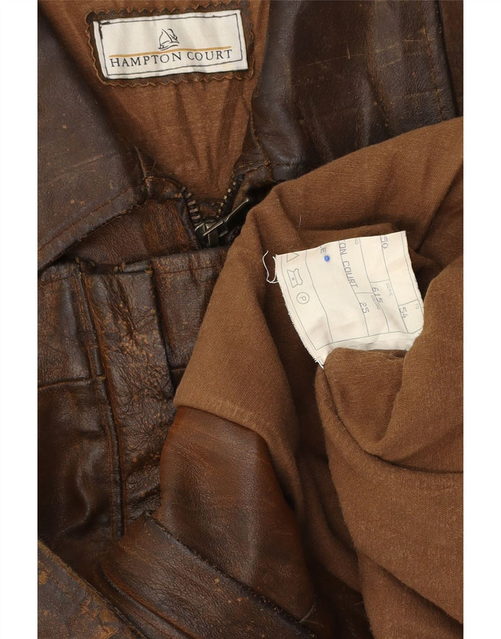 Vintage Mens Leather Jacket IT 54 2XL Brown Leather