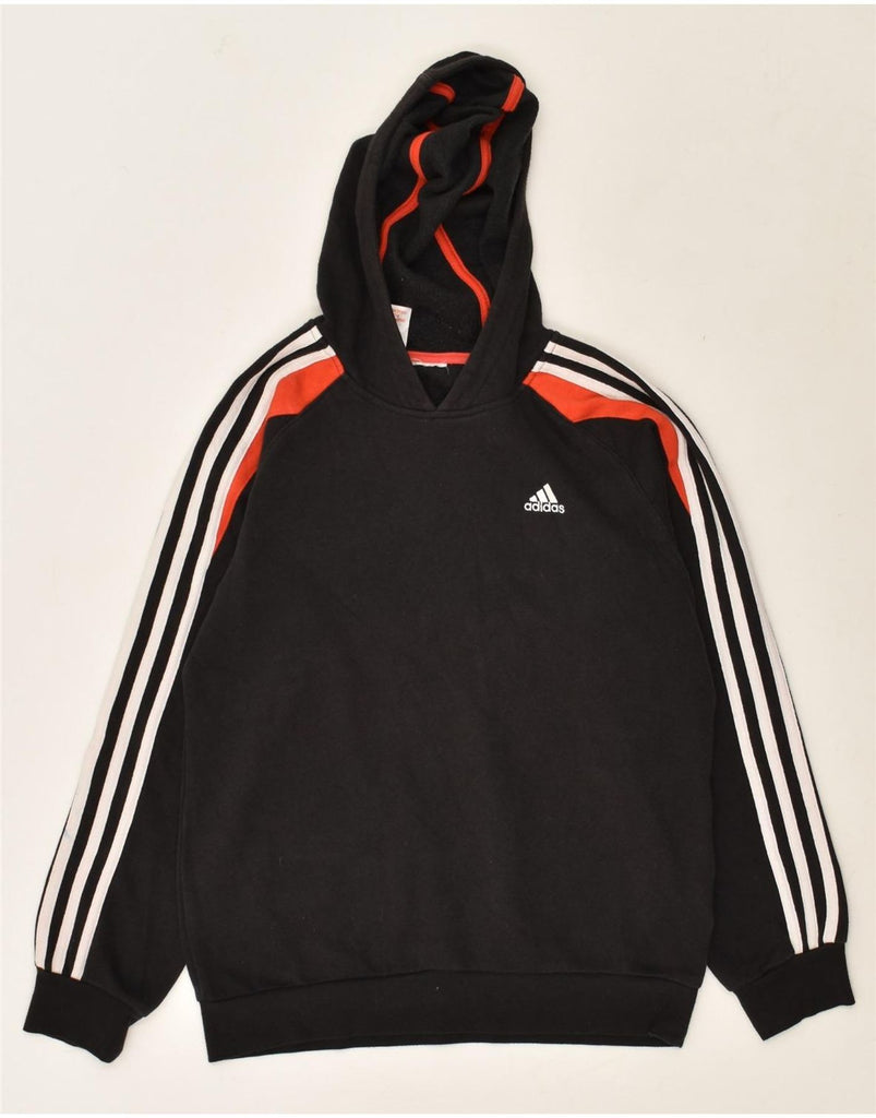 ADIDAS Boys Hoodie Jumper 13-14 Years Black Cotton | Vintage Adidas | Thrift | Second-Hand Adidas | Used Clothing | Messina Hembry 