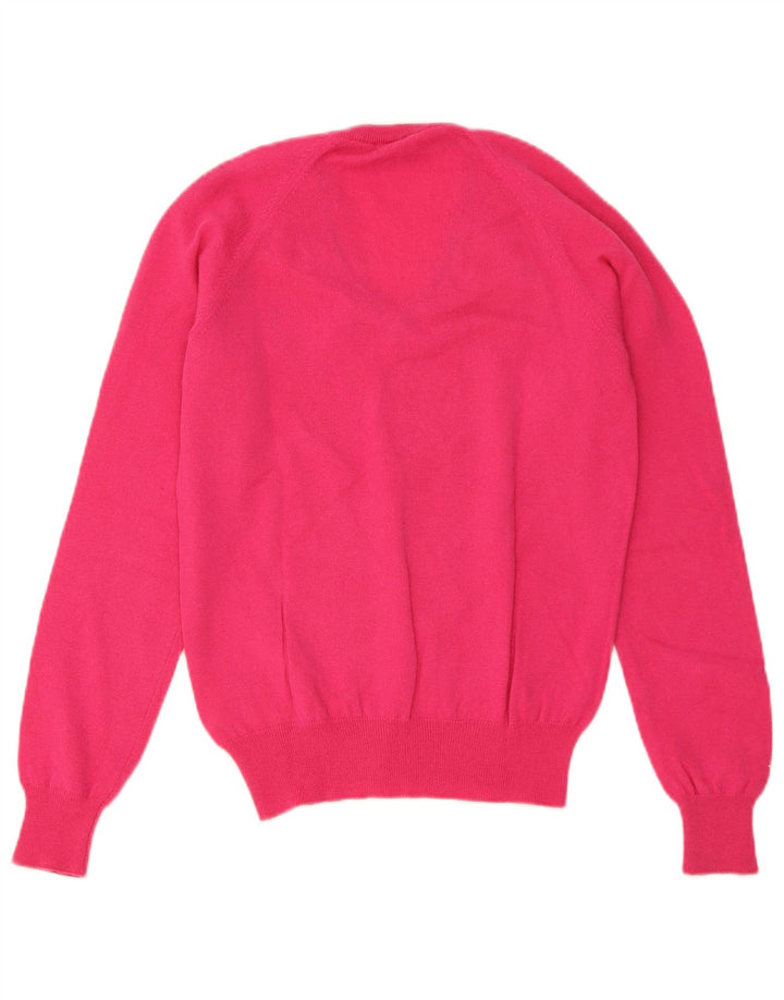 Fred Perry Womens V-Neck Jumper Sweater UK 18 XL Pink Wool