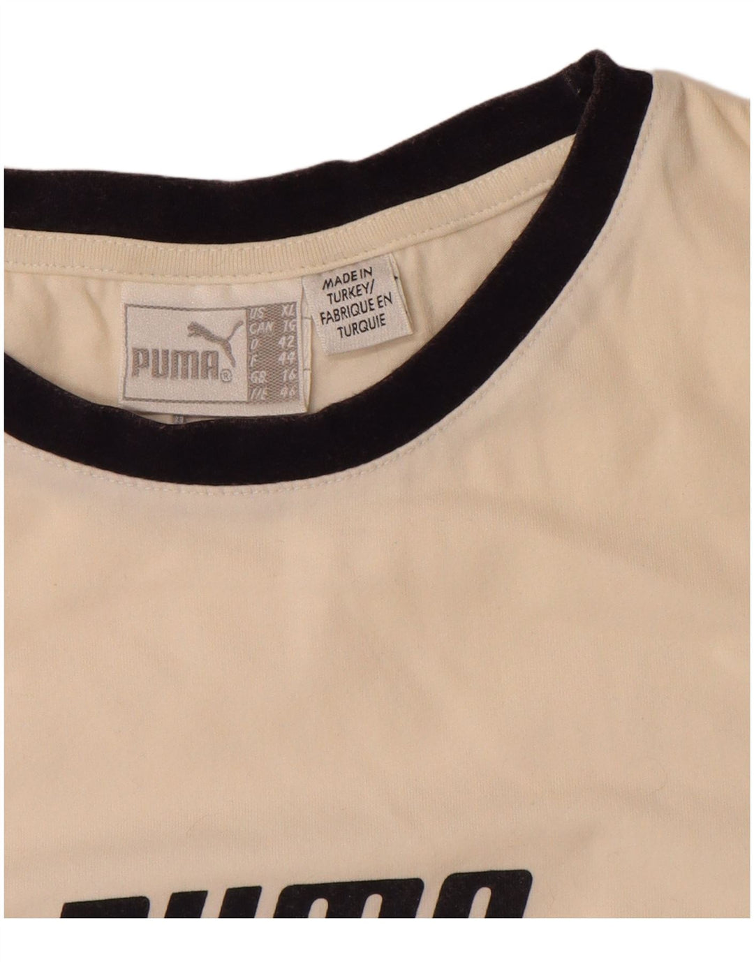 Puma Womens Crop Graphic T-Shirt Top UK 16 Large Off White Striped