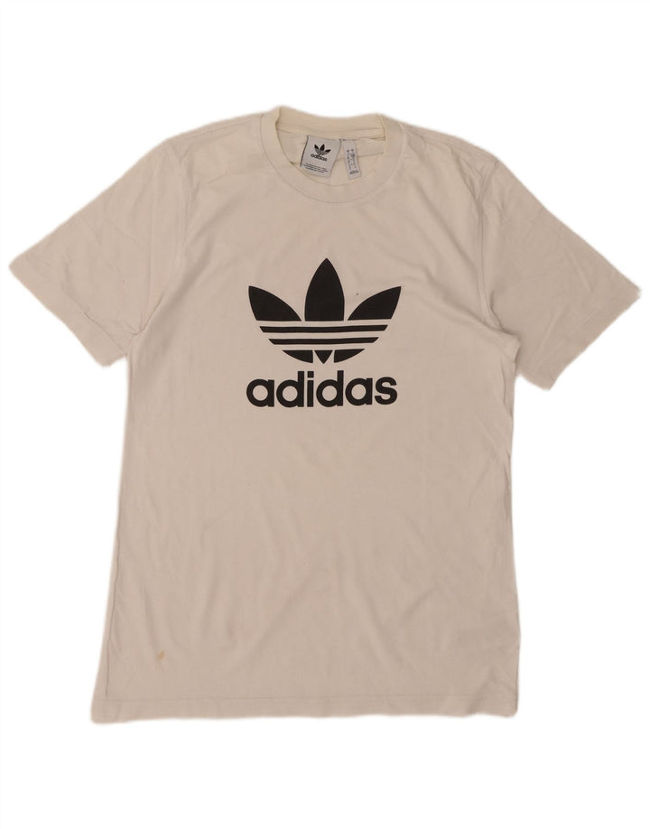 ADIDAS Mens Graphic T-Shirt Top Small White Cotton