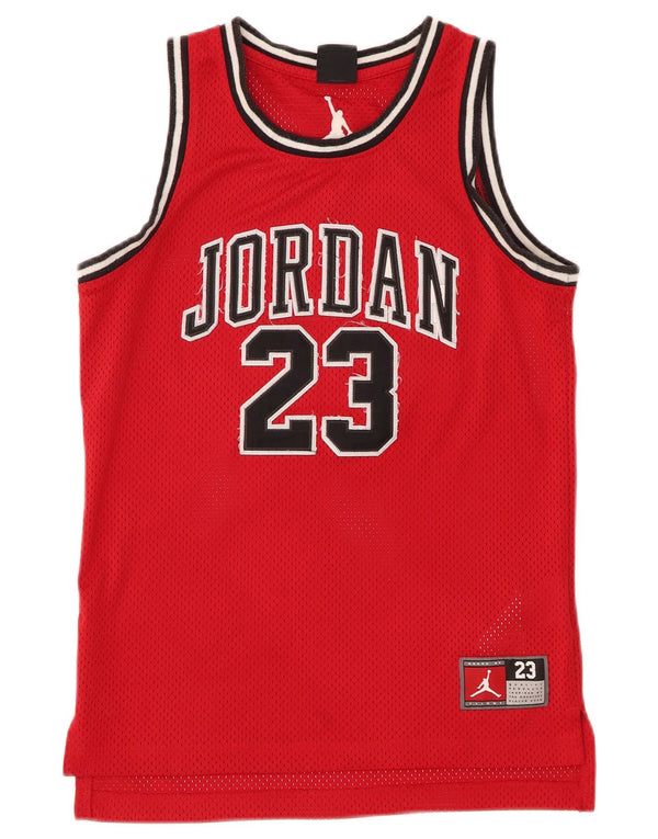 JORDAN Boys Graphic Vest Top 10-11 Years Medium  Red Polyester