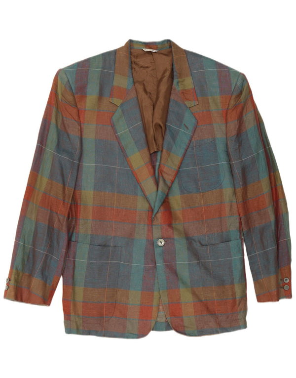 Missoni Mens 1 Button Blazer Jacket IT 52 XL Multicoloured Check Linen