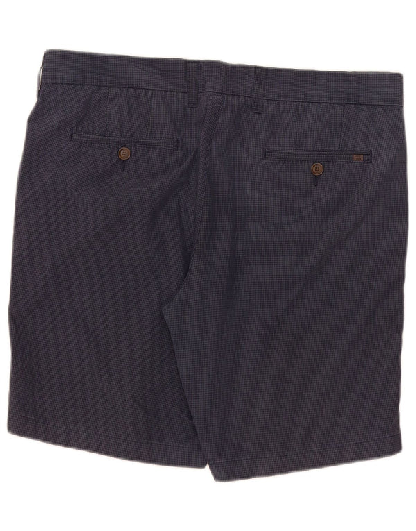 Marks & Spencer Mens Chino Shorts W36 Large Navy Blue Gingham Cotton