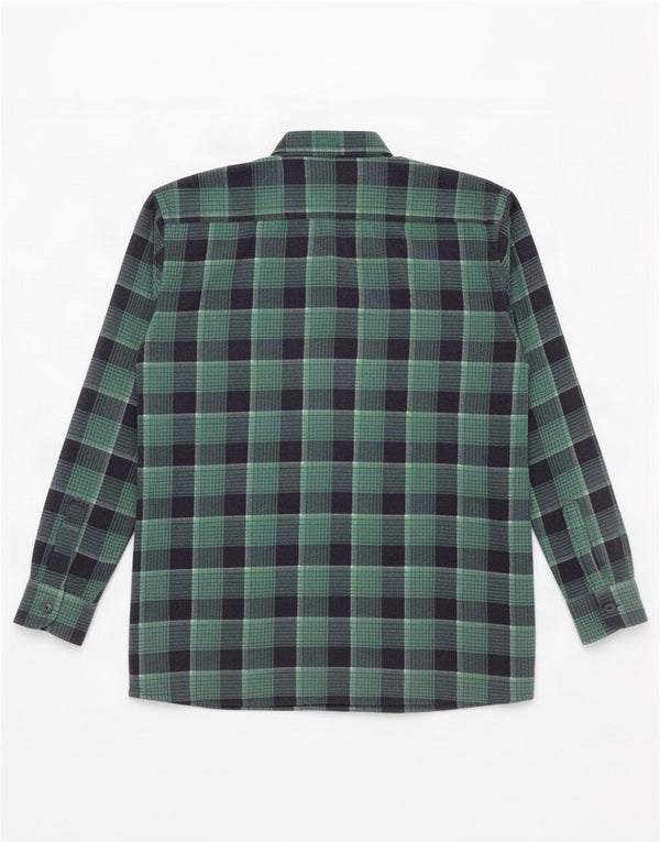 Vintage Mens Flannel Shirt Large Green Check