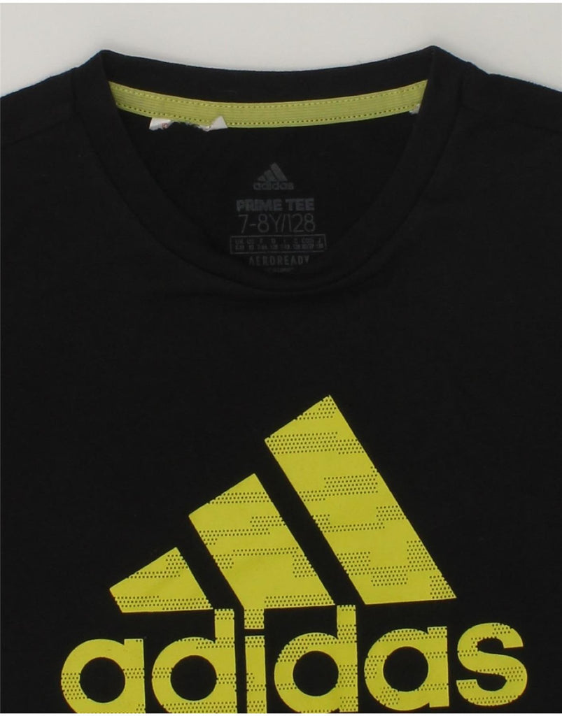 ADIDAS Boys Aeroready Graphic T-Shirt Top 7-8 Years Black | Vintage Adidas | Thrift | Second-Hand Adidas | Used Clothing | Messina Hembry 