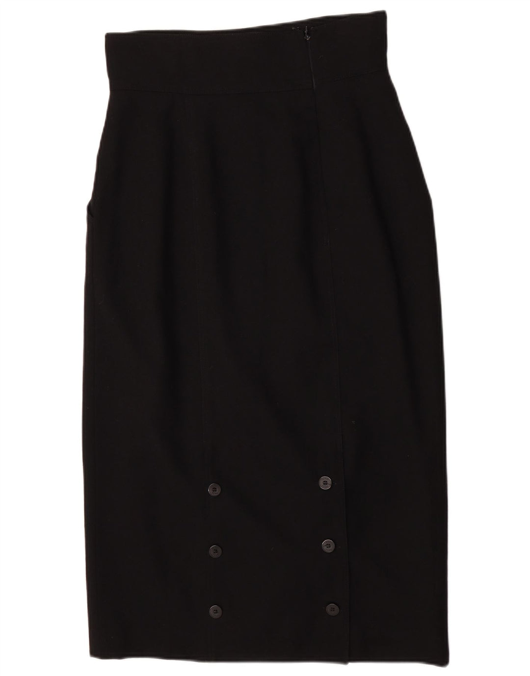 Fendi Womens High Waist Midi Skirt IT 44 Medium W28 Black Wool