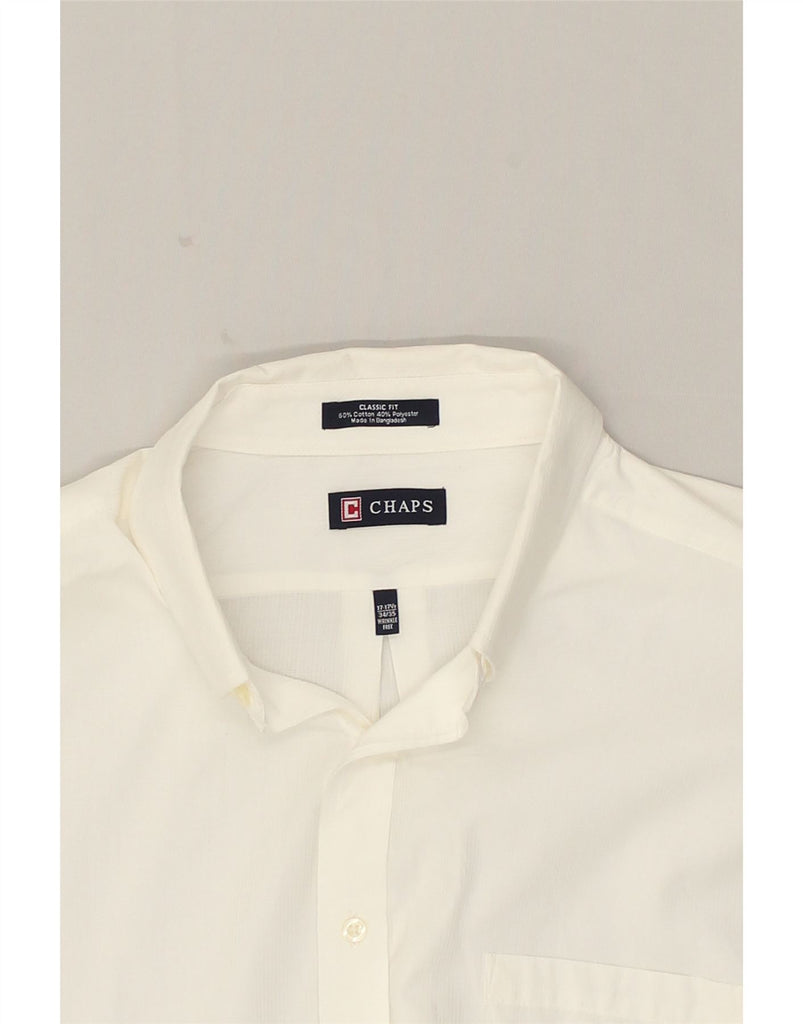 CHAPS Mens Classic Fit Shirt Size 17 17 1/2 XL White Cotton | Vintage Chaps | Thrift | Second-Hand Chaps | Used Clothing | Messina Hembry 