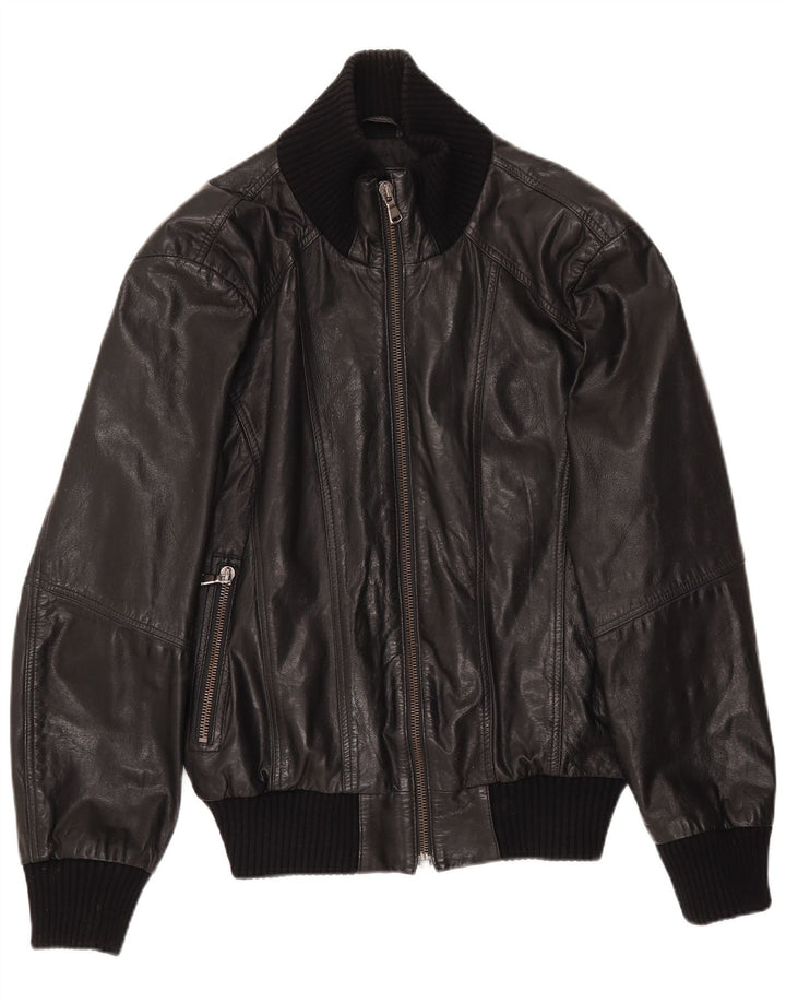 Selected Mens Leather Jacket UK 38 Medium Black Leather