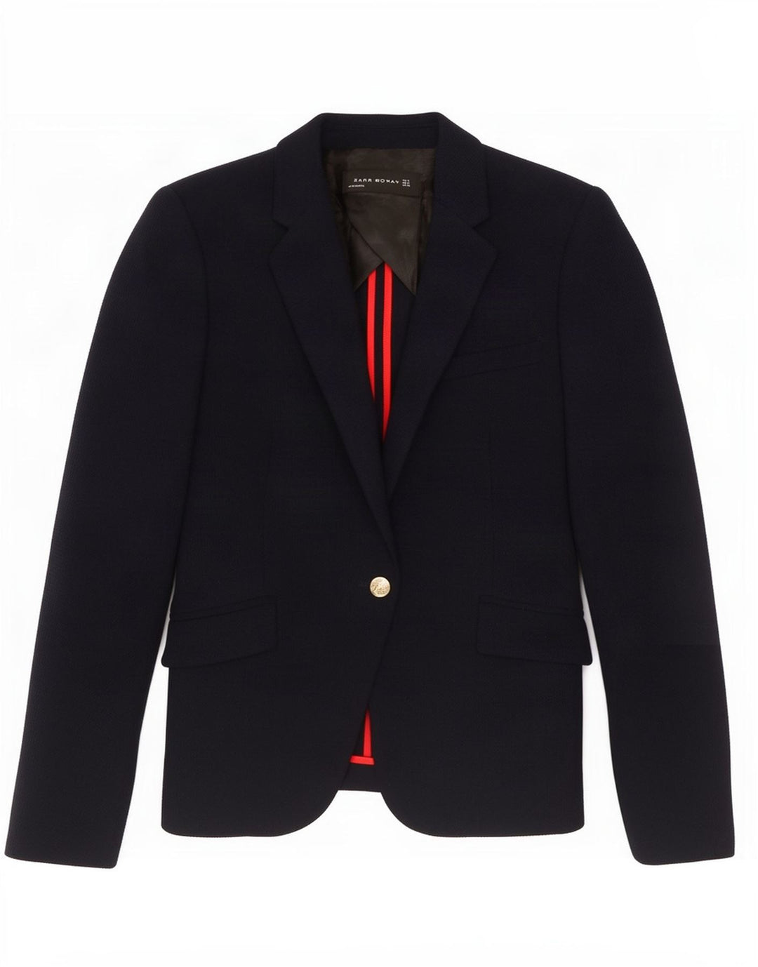 Zara Womens 1 Button Blazer Jacket UK 10 Small Navy Blue