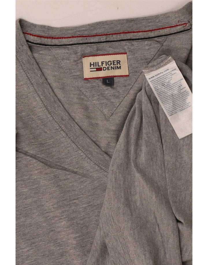 Tommy Hilfiger Mens T-Shirt Top Large Grey Flecked Cotton