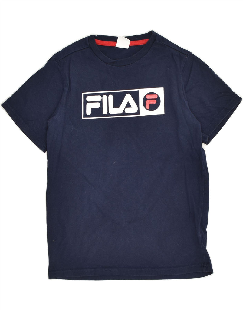 FILA Boys Graphic T-Shirt Top 10-11 Years Large Navy Blue Cotton | Vintage Fila | Thrift | Second-Hand Fila | Used Clothing | Messina Hembry 