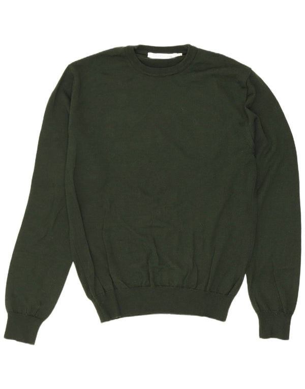 Calvin Klein Jeans Mens Crew Neck Jumper Sweater Large Khaki Wool