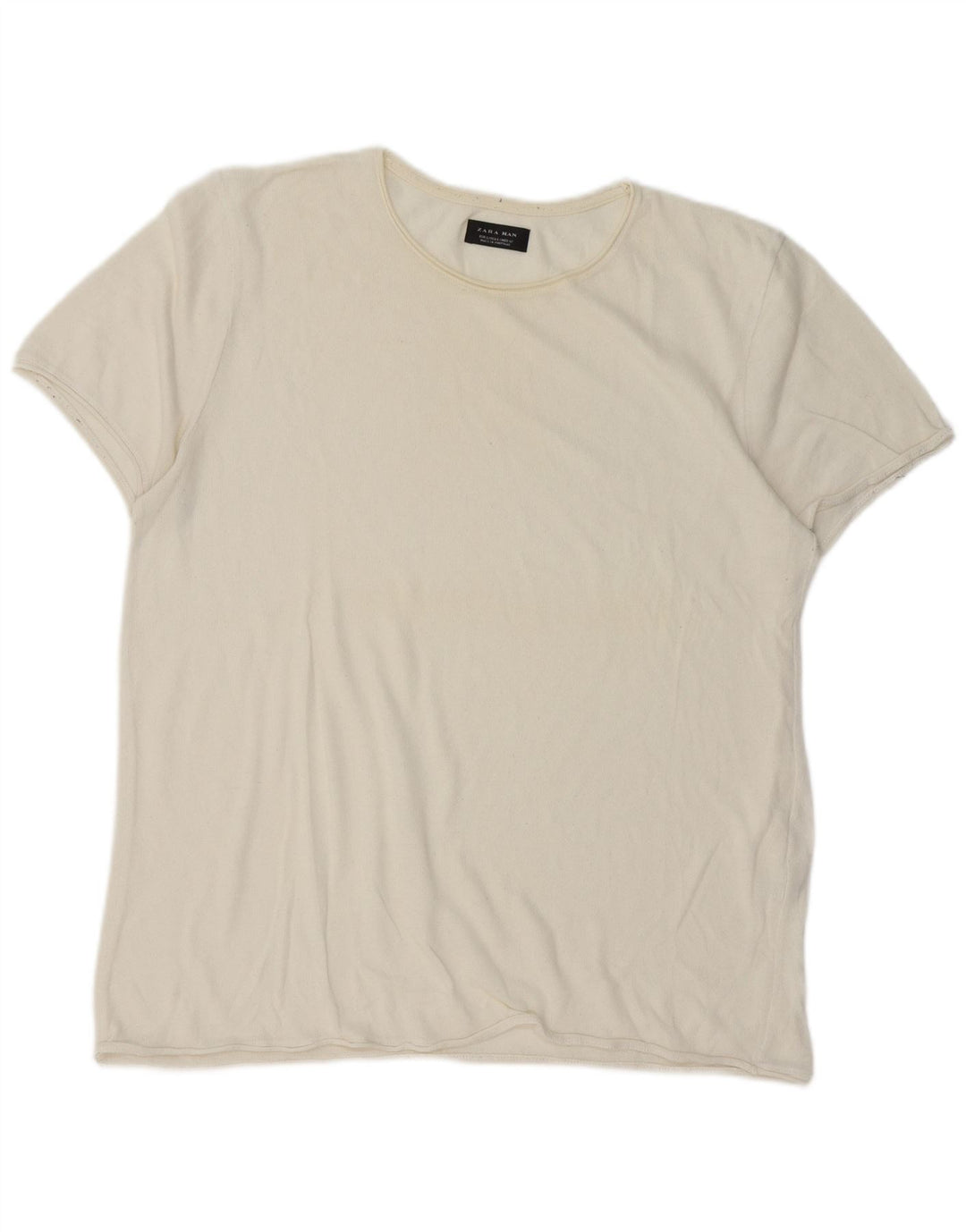 Zara Mens T-Shirt Top Large Off White Cotton