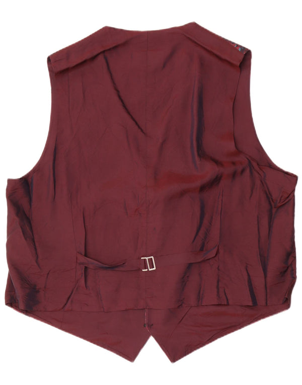 Wilvorst Mens Regular Fit Waistcoat EU 54 4XL Burgundy Floral Polyester