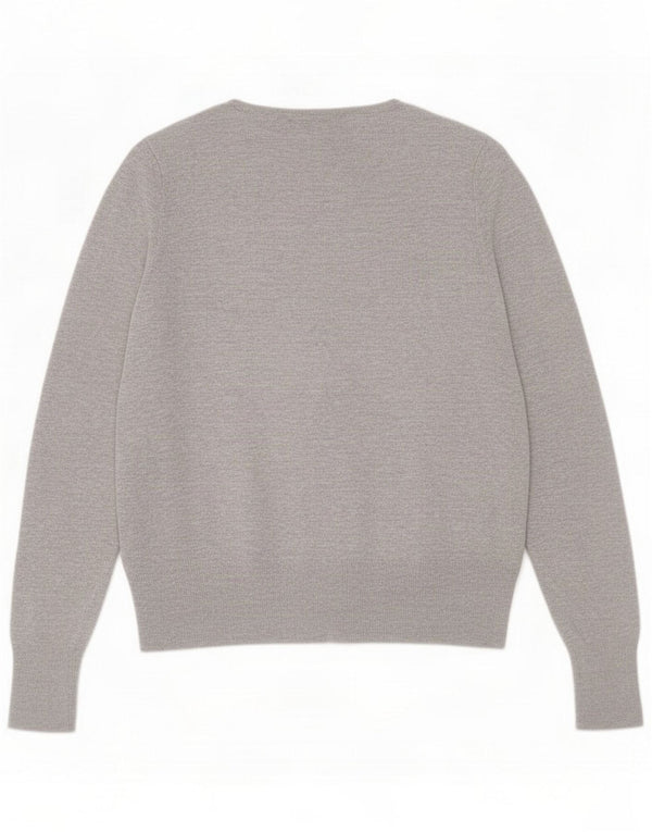 Marks & Spencer Womens Ruffle Cardigan Sweater UK 14 Medium Grey Flecked