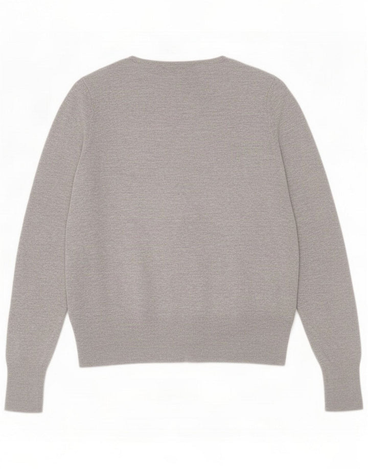 Marks & Spencer Womens Ruffle Cardigan Sweater UK 14 Medium Grey Flecked