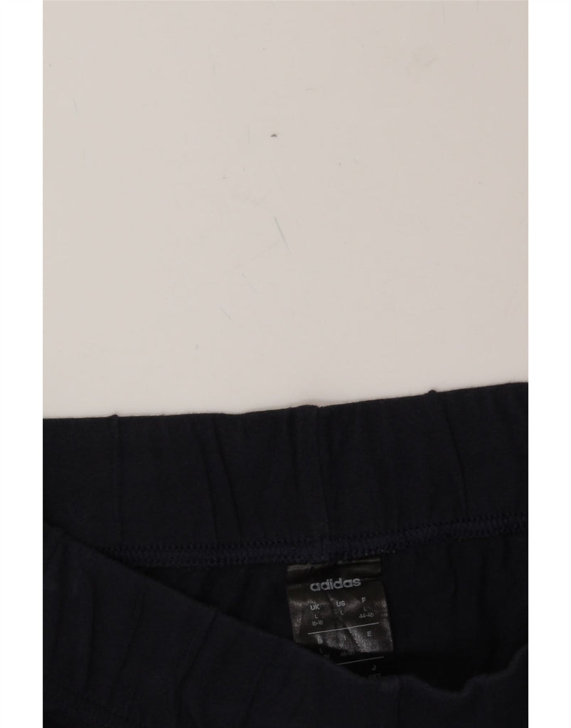 ADIDAS Womens Graphic Leggings UK 16/18 Large  Navy Blue Cotton Vintage Adidas and Second-Hand Adidas from Messina Hembry 