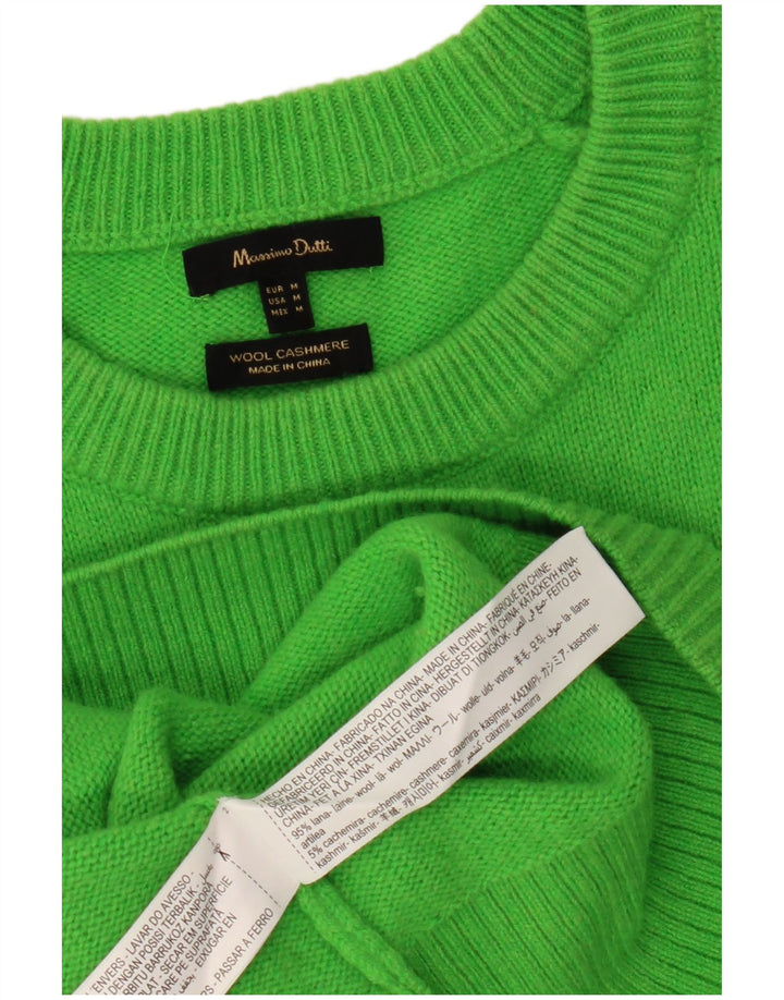 MASSIMO DUTTI Womens Longline Crew Neck Jumper Sweater UK 14 Medium Green