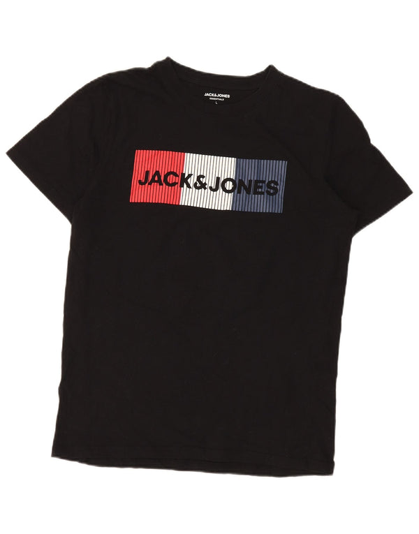 Jack & Jones Mens Graphic T-Shirt Top Large Black Cotton