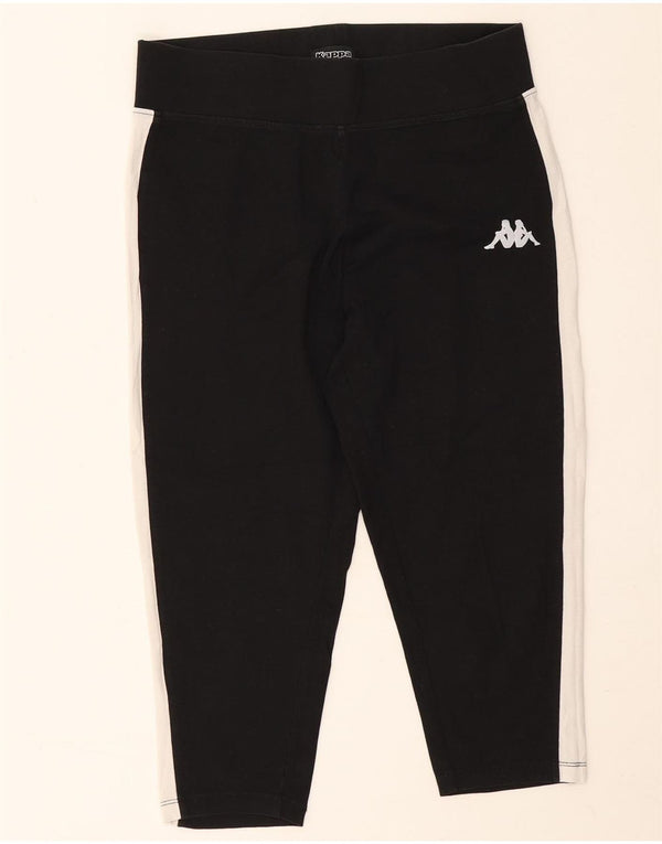 Kappa Womens Capri Leggings UK 14 Large Black Colourblock Cotton