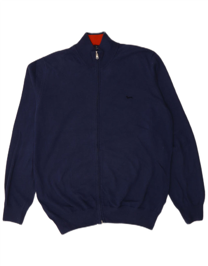 Harmont & Blaine Mens Cardigan Sweater XL Navy Blue Cotton