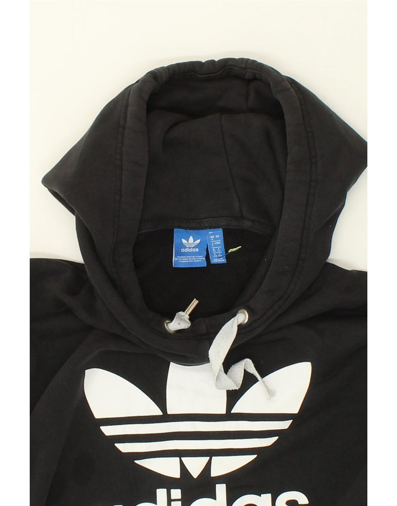 ADIDAS Womens Graphic Hoodie Jumper UK 8 Small Black Cotton Vintage Adidas and Second-Hand Adidas from Messina Hembry 