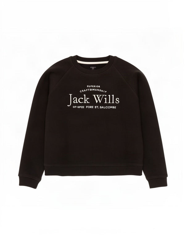 Jack Wills Womens Graphic Oversized Sweatshirt Jumper UK 12 Medium Black