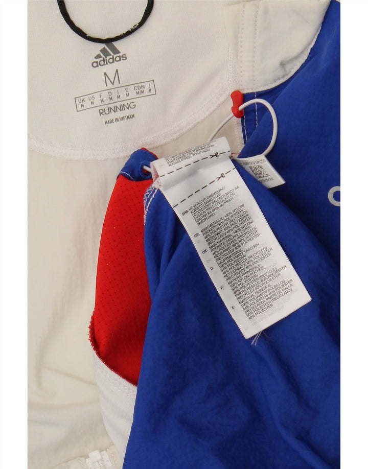 Adidas Mens Running Tracksuit Top Jacket Medium White Colourblock Nylon