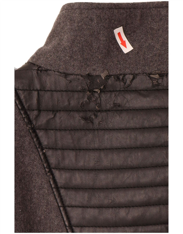 KHUJO Womens Military Overcoat UK 16 Large Grey Wool