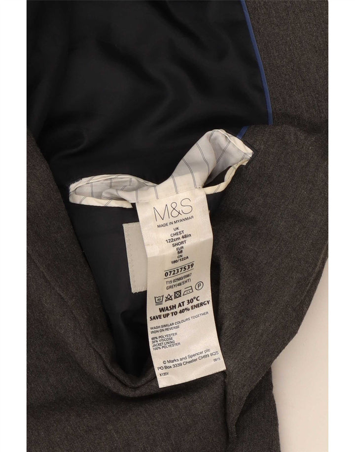 Marks & Spencer Mens 2 Button Blazer Jacket UK 48 2XL Grey Polyester