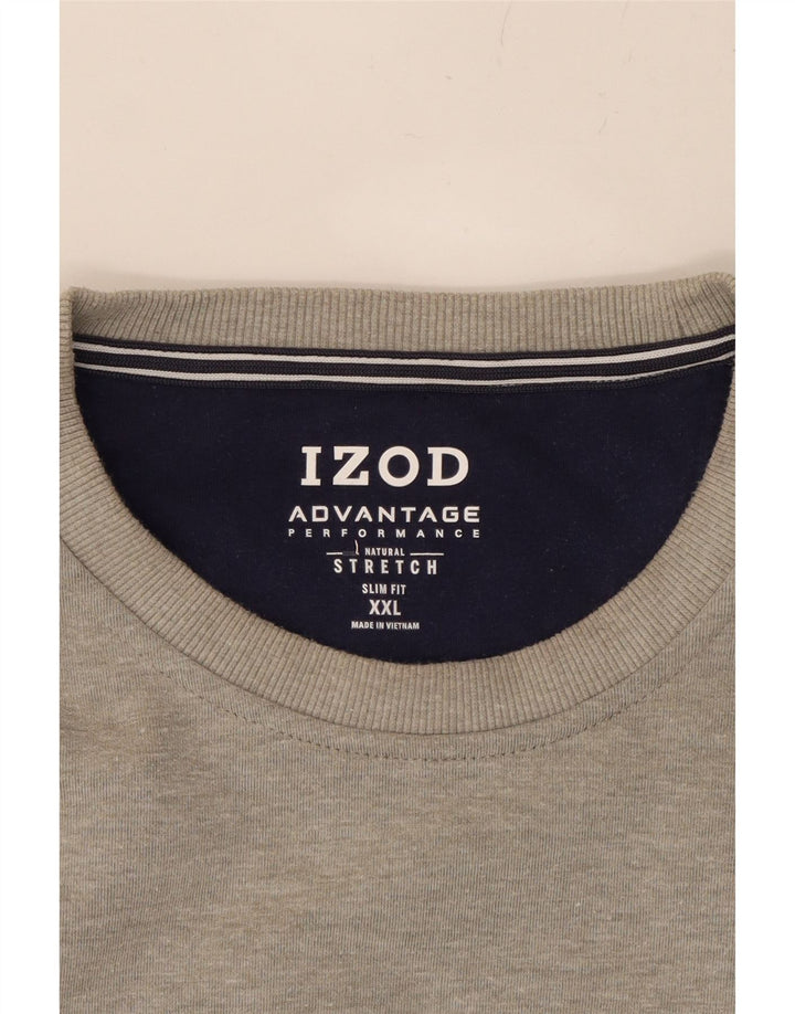 IZOD Mens Slim Fit Graphic Sweatshirt Jumper 2XL Grey Cotton Vintage Izod and Second-Hand Izod from Messina Hembry 