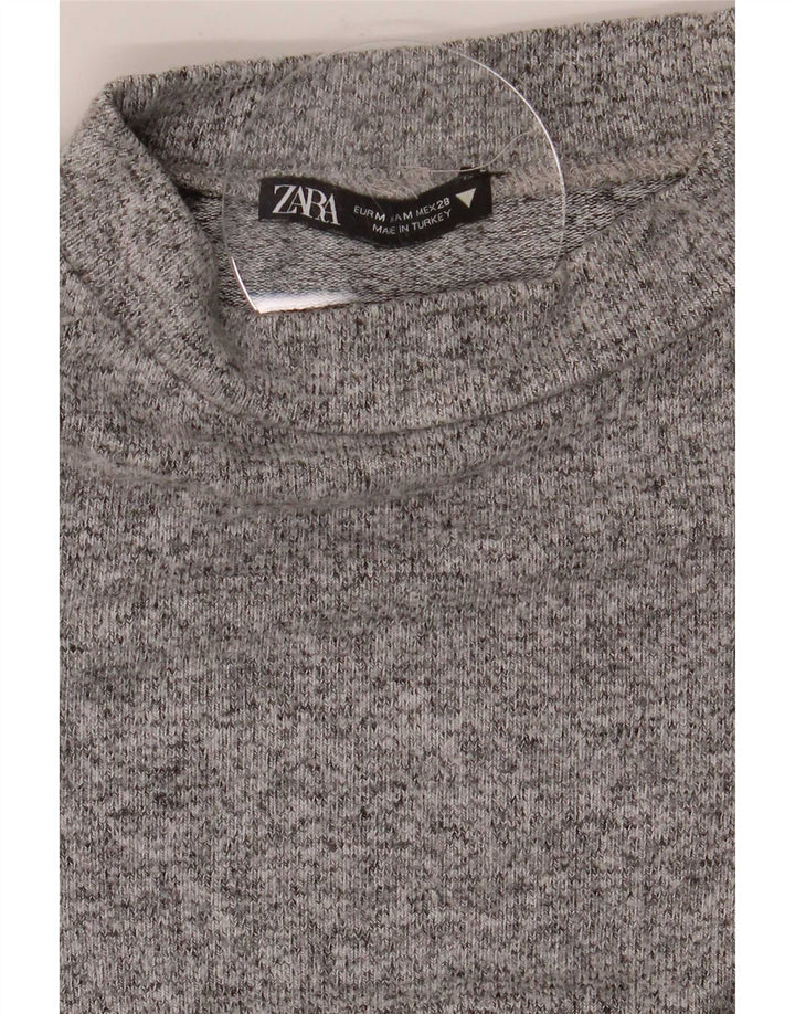 Zara Womens Top Long Sleeve UK 12 Medium Grey Flecked