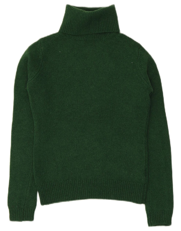 Massimo Dutti Womens Crop Roll Neck Jumper Sweater UK 12 Medium Green Wool