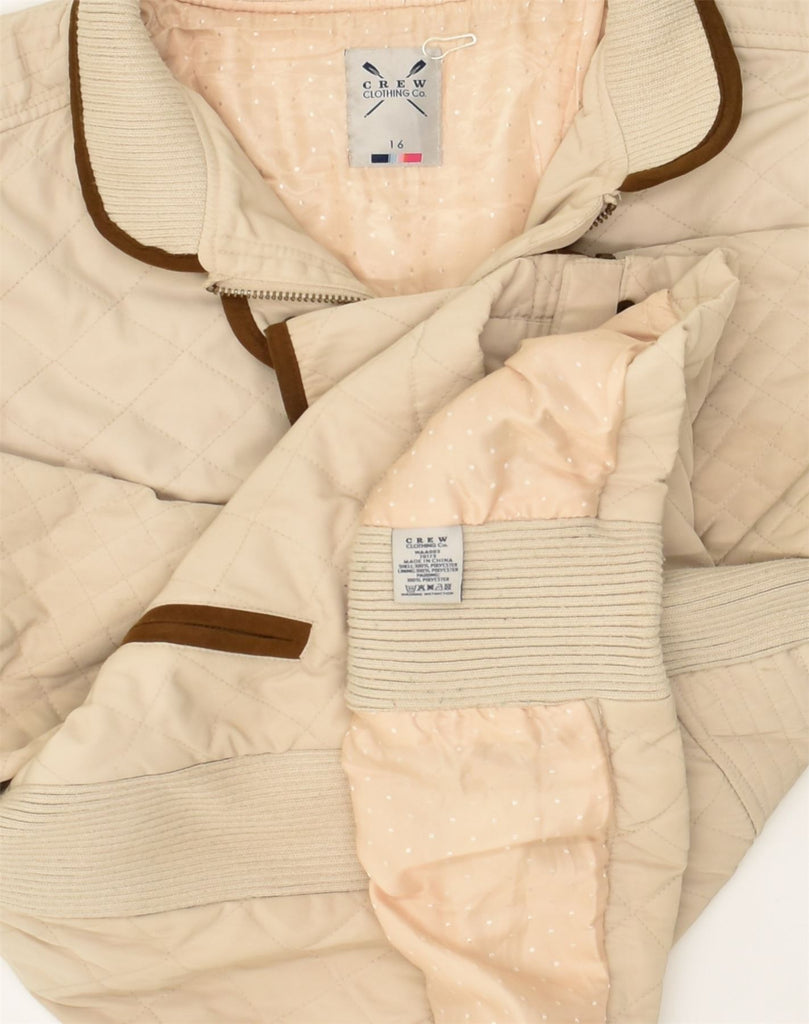 CREW CLOTHING Womens Quilted Jacket UK 16 Large  Beige Polyester | Vintage Crew Clothing | Thrift | Second-Hand Crew Clothing | Used Clothing | Messina Hembry 