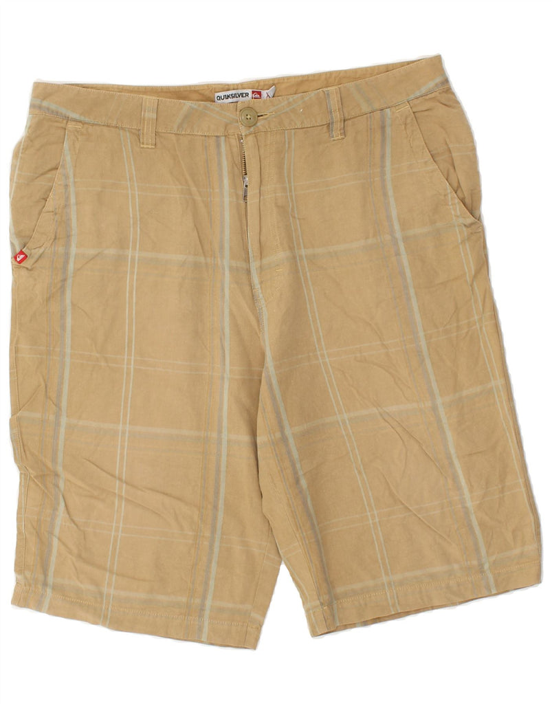 QUIKSILVER Mens Chino Shorts W38 XL Beige Check Cotton | Vintage Quiksilver | Thrift | Second-Hand Quiksilver | Used Clothing | Messina Hembry 