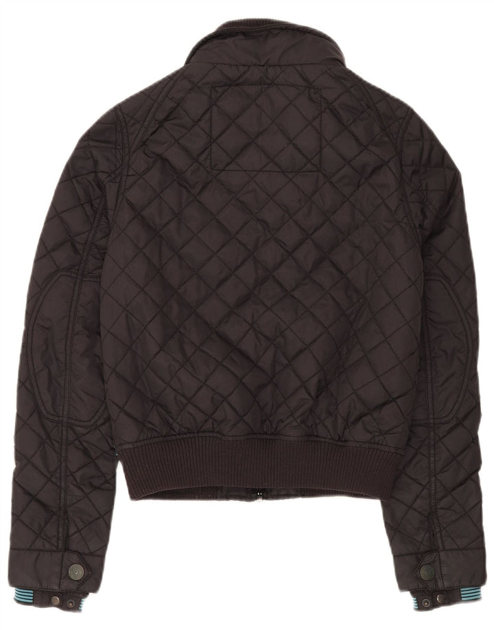 Superdry Womens Quilted Utility Jacket UK 10 Small Black Nylon