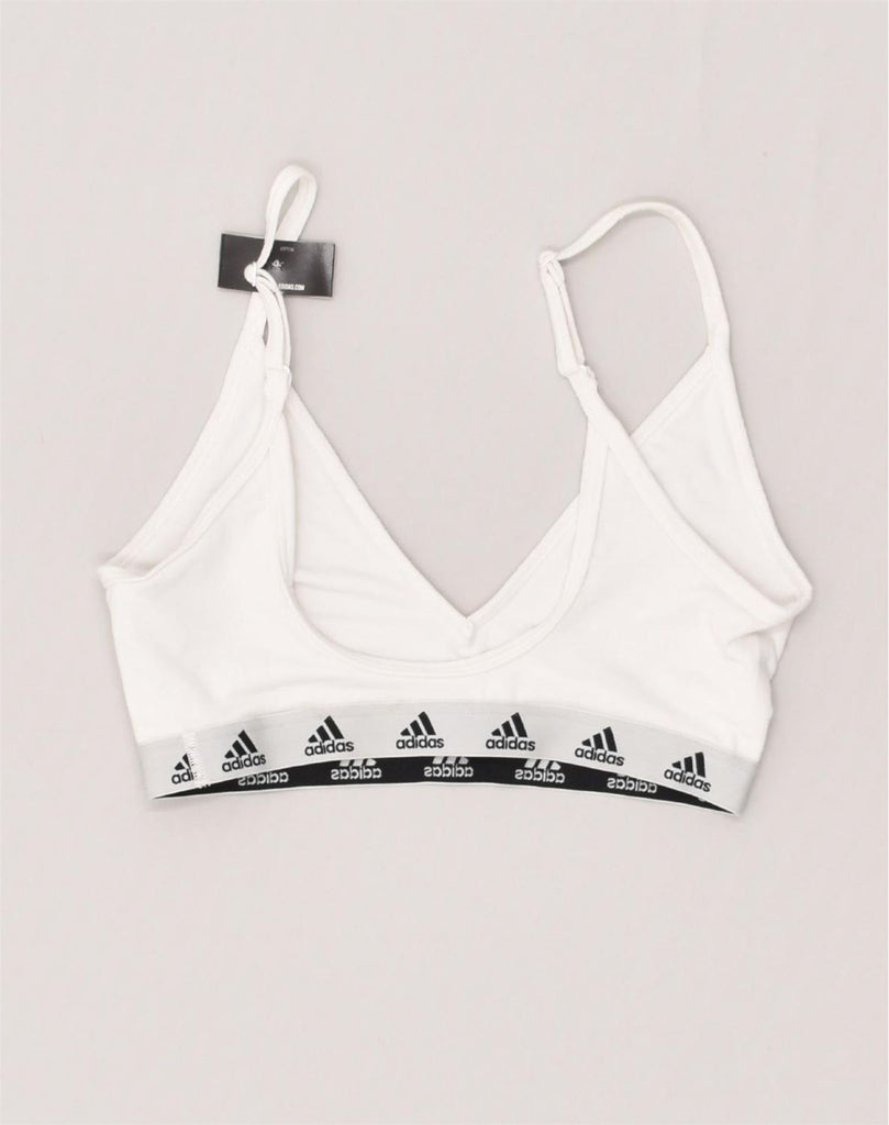 ADIDAS Womens Sport Bra Top UK 8 Small White Polyester | Vintage Adidas | Thrift | Second-Hand Adidas | Used Clothing | Messina Hembry 