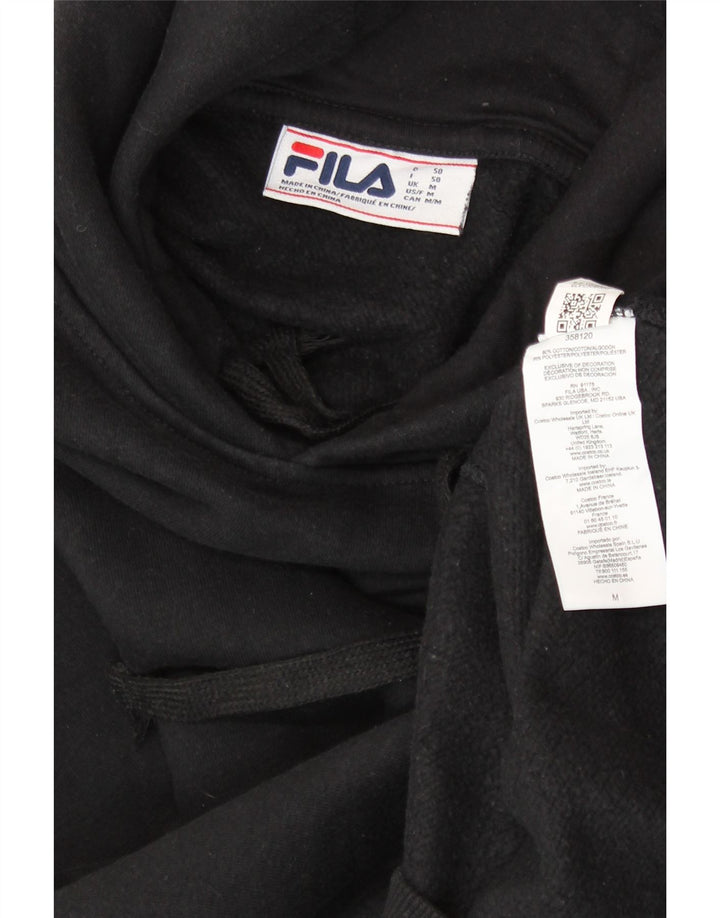 FILA Mens Hoodie Jumper Medium Black Cotton