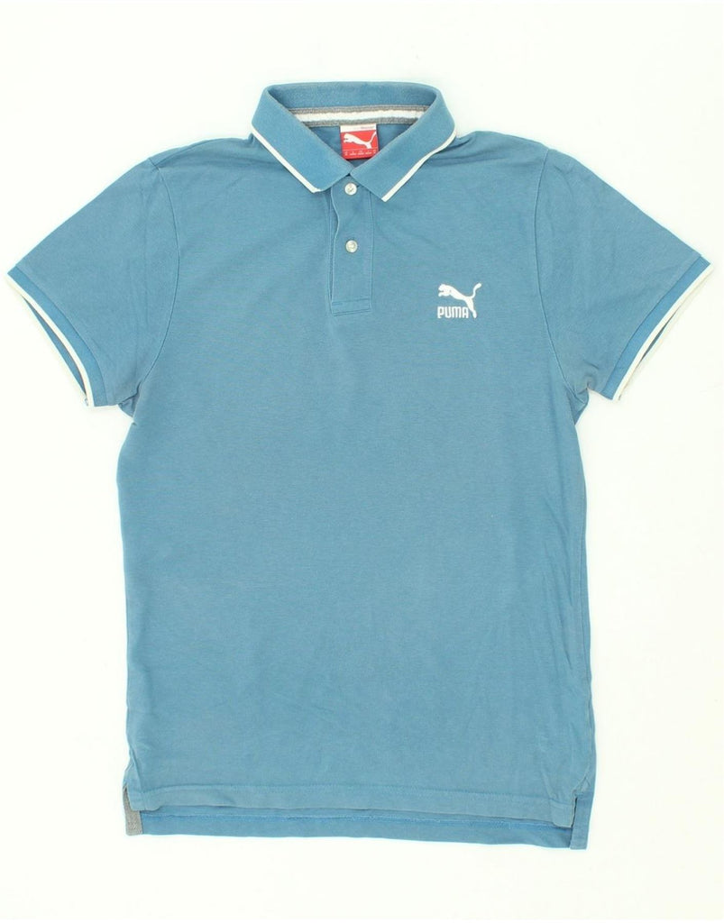 PUMA Mens Polo Shirt Medium Blue Cotton | Vintage Puma | Thrift | Second-Hand Puma | Used Clothing | Messina Hembry 