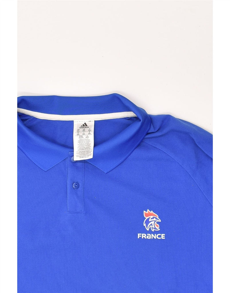 ADIDAS Mens France Polo Shirt 2XL Blue Striped Cotton | Vintage Adidas | Thrift | Second-Hand Adidas | Used Clothing | Messina Hembry 