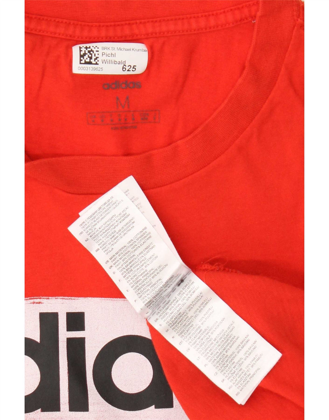 Adidas Mens Graphic T-Shirt Top Medium Red Cotton