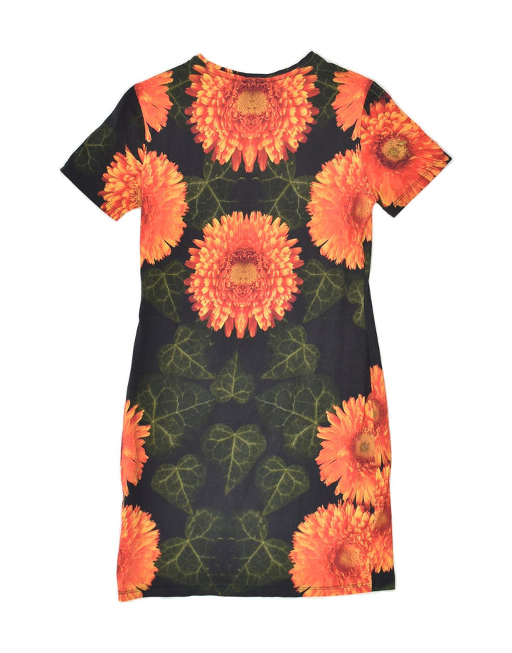 DESIGUAL Womens Shift Dress UK 12 Medium Black Floral Polyester | Vintage Desigual | Thrift | Second-Hand Desigual | Used Clothing | Messina Hembry 