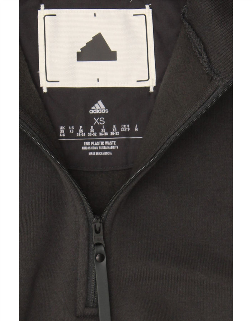 ADIDAS Womens Crop Hoodie Jumper UK 4/6 XS Black Cotton Vintage Adidas and Second-Hand Adidas from Messina Hembry 