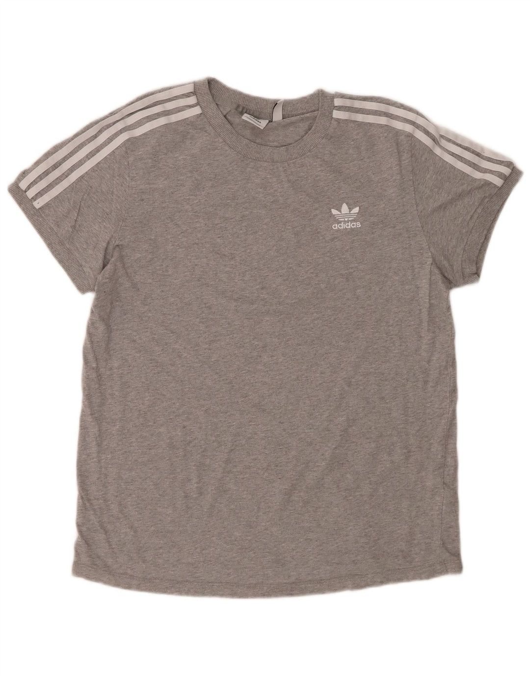 ADIDAS Womens T-Shirt Top UK 12 Medium Grey Flecked Cotton
