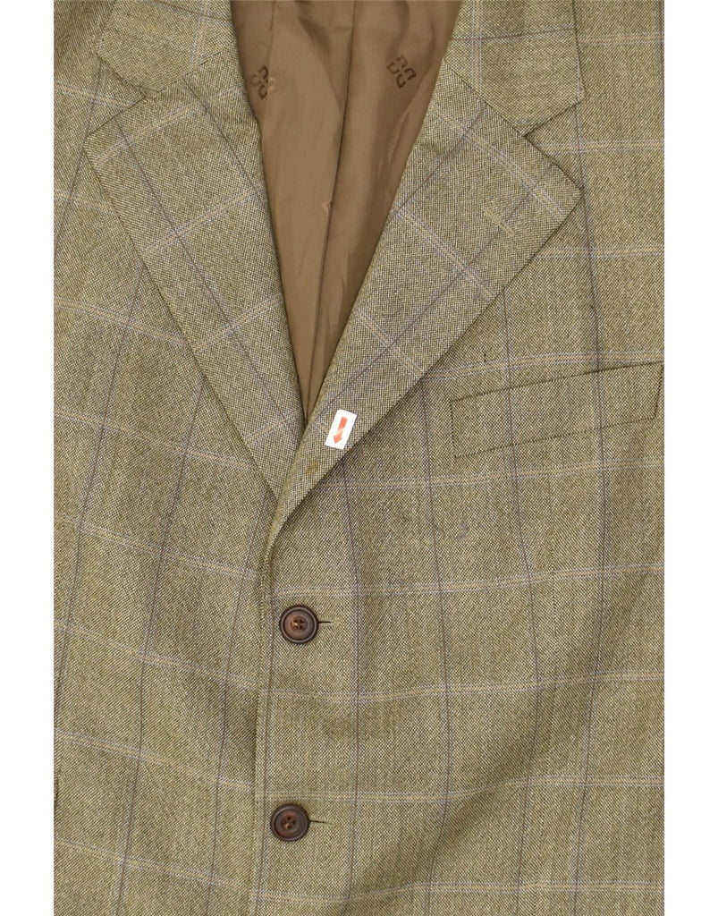 DAKS Mens 3 Button Blazer Jacket UK 40 Large Khaki Check New Wool | Vintage DAKS | Thrift | Second-Hand DAKS | Used Clothing | Messina Hembry 