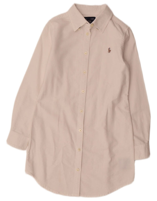 RALPH LAUREN Girls Shirt Dress 7-8 Years White Cotton