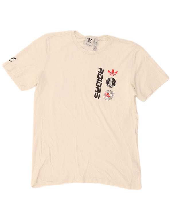 Adidas Mens Graphic T-Shirt Top Small White Cotton